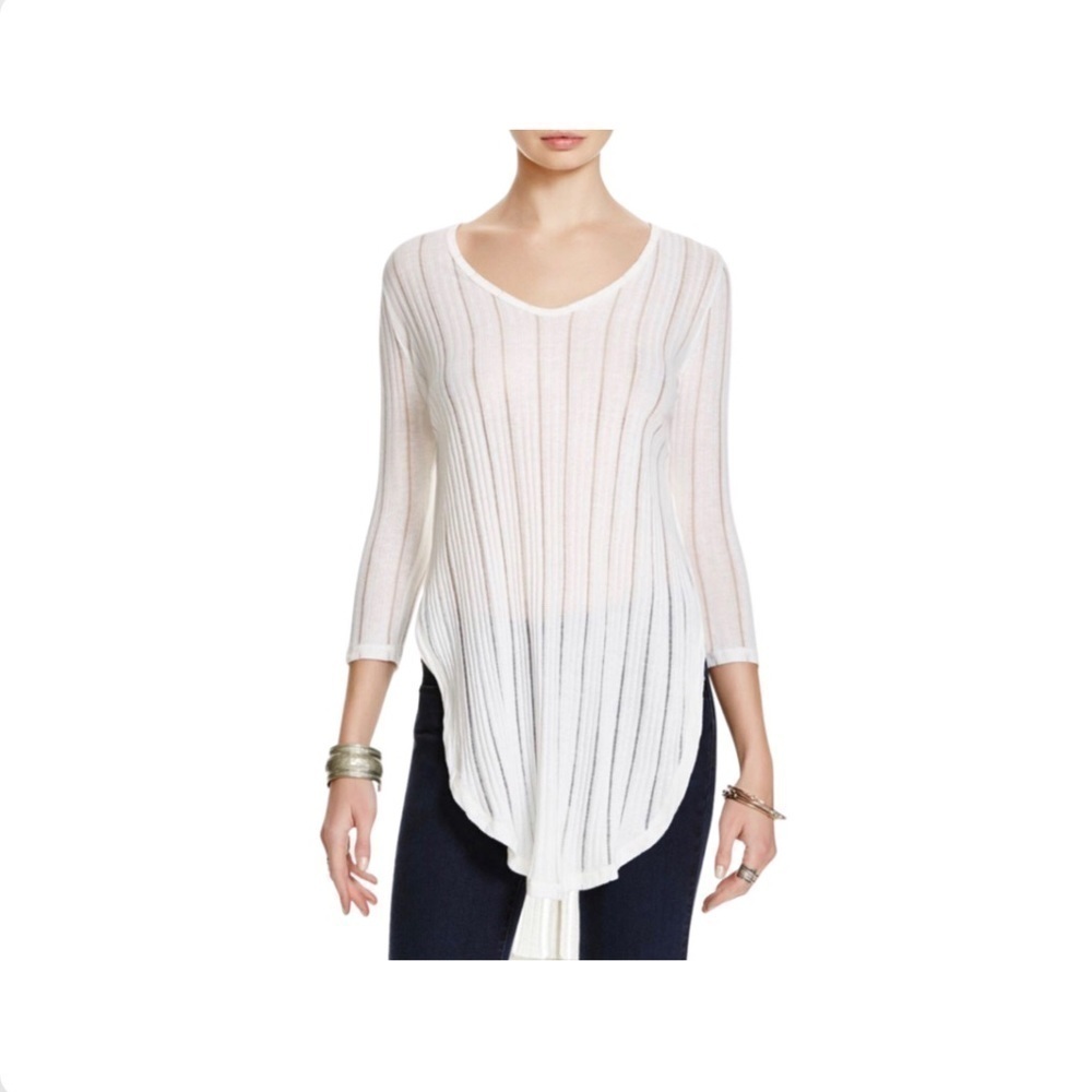 We the Free Free People Astoria rib bided tunic t long sleeve white SP NWT